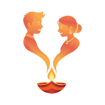 Diwali Brother and Sister with Diya Bhai Duj Decoration 