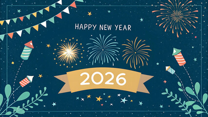 Happy new year 2026 celebration with firework