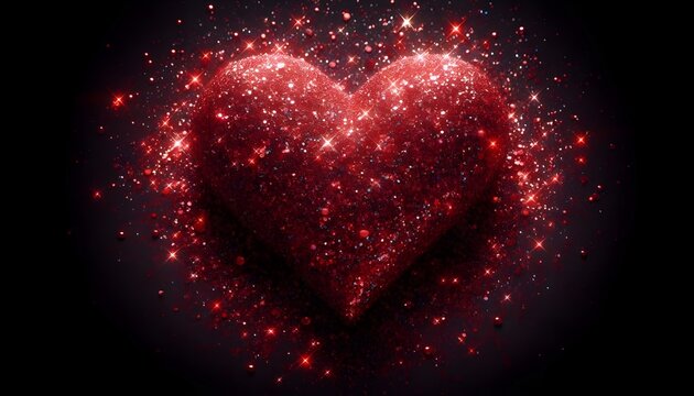 Sparkling red heart with light particles and glowing effects - Powered by Adobe