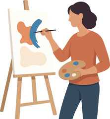 Woman painting on an easel