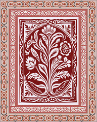 Obraz premium Vintage mughal frame design, seamless pattern with flowers, seamless floral pattern with flowers