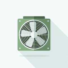 A flat design illustration of a green ventilation fan unit