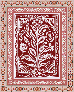 Vintage mughal frame design, seamless pattern with flowers, seamless floral pattern with flowers