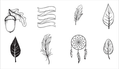 Bold Native American Skulls and Eagle Vector Pack for Tribal Art Designs.