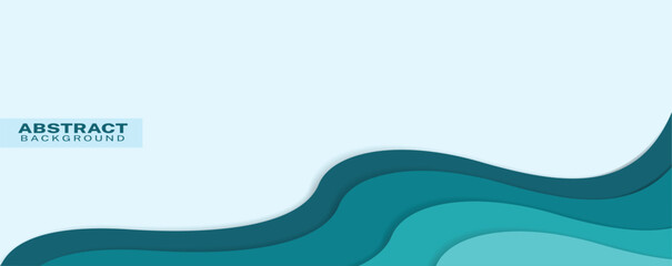 Blue waves abstract papercut background design template design banner, flyer, presentations. vector illustration