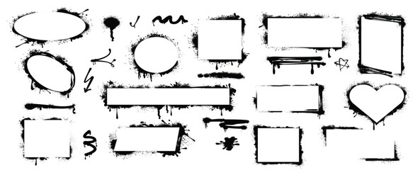Obraz premium spray paint frames black graffiti stencil borders with inky