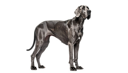 Majestic great dane standing alert with its brindle coat in studio