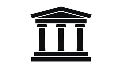 Fototapeta premium Striking ancient building icon for law or justice concepts, a simple greek temple ideal for financial and government themes, classic architecture design