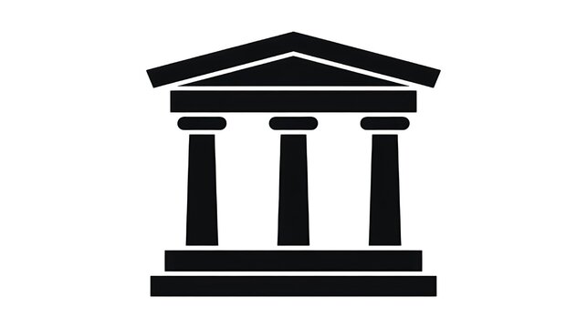 Striking ancient building icon for law or justice concepts, a simple greek temple ideal for financial and government themes, classic architecture design