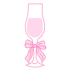 Elegant pink glass with a ribbon, ideal for celebrations and special occasions, perfectly suited for toasting and festivities