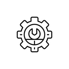 Gear and wrench icon representing service and repair isolated on white background

