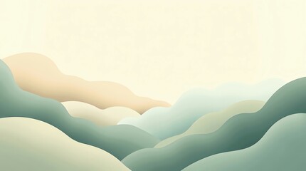 Abstract landscape with layered hills and sky
