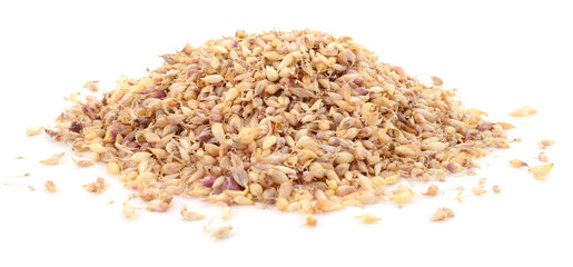 Garlic bulbils pile isolated on white background