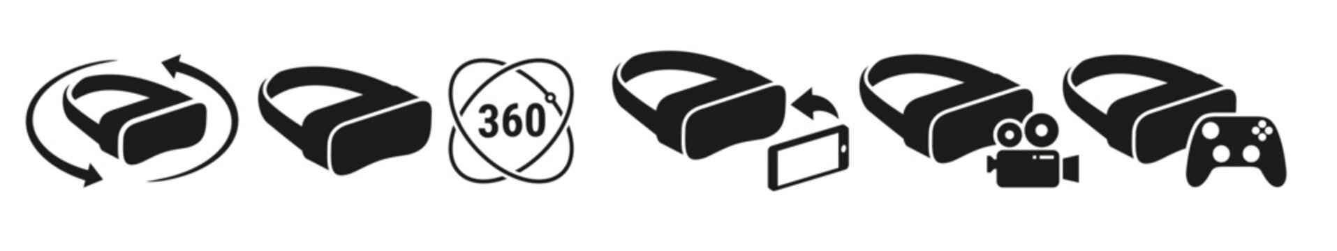 vr icons black on a white background