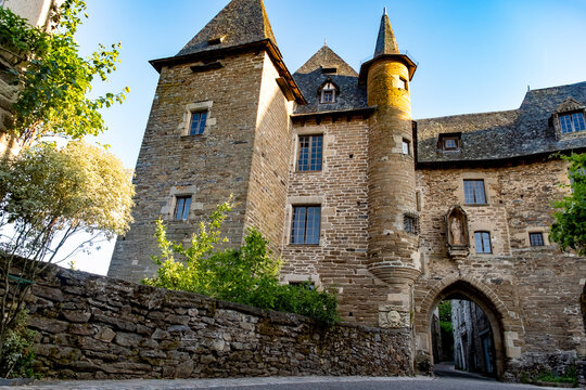 Walking in Uzerche, historical fortified royal patronage medieval town in Correse department, Nouvelle-Aquitaine, France, old houses and narrow streets