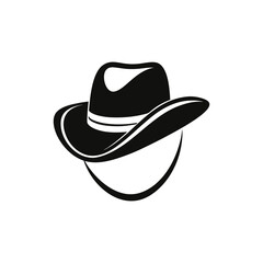 Black cowboy hat icon isolated on white background