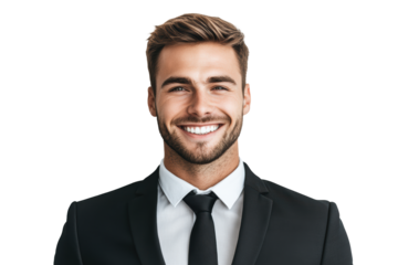 Professional man in suit smiling confidently
