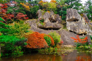 采石厳の紅葉、風景、紅葉、那谷寺寺、北陸、
