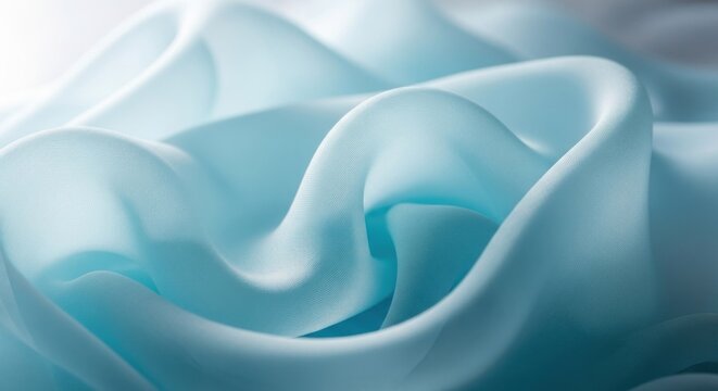 Gently flowing, pale blue silk fabric with smooth curves and subtle light reflections
