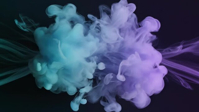 A dynamic, seamless loop of soft, ethereal teal and lavender gradients flowing slowly across a dark canvas, perfect for web use flowing, background, meditation
