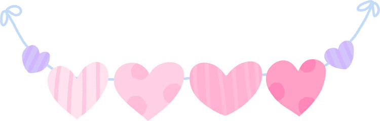 Pink Heart Garland Clipart &ndash; Cute Pastel Love Bunting for Valentine, Kids Party and Nursery Decor