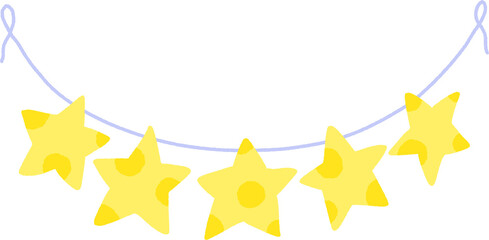 Yellow Star Garland Clipart &ndash; Cute Pastel Star Bunting for Kids Room, Birthday Party and Night Sky Themes