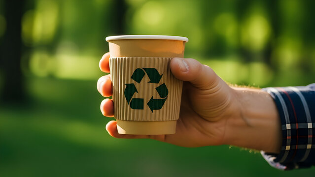 Embrace sustainable living with this eco friendly coffee cup, perfect for environmental campaigns and green initiatives emphasizing recycling and a conscious lifestyle choice