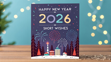 Happy new year 2026 card with firework design