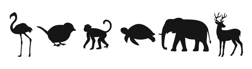 wild animal silhouettes collection set 