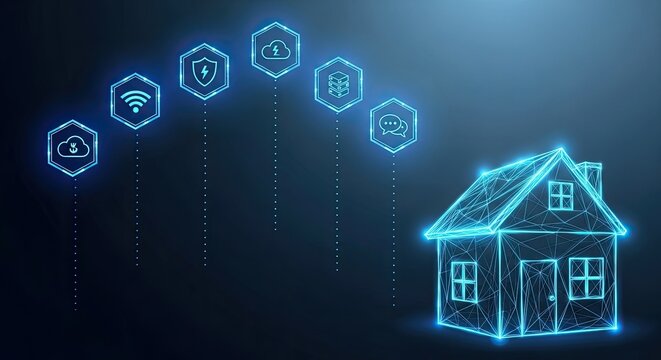 Smart home technology concept with network and data security - Powered by Adobe