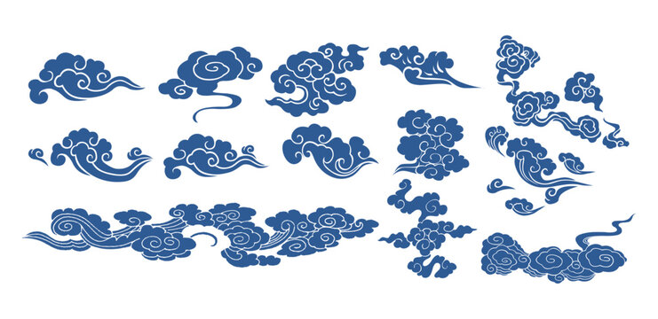 Chinese Cloud Pattern Vector, Traditional Auspicious Cloud Design