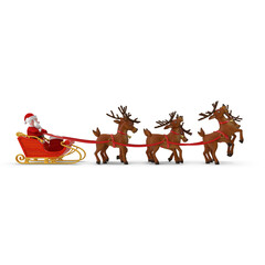 Santa claus in red sleigh with reindeer for festive season