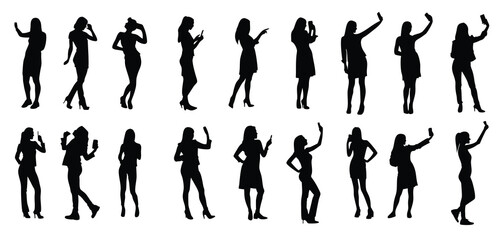 woman taking selfie silhouette illustration