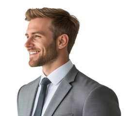 Smiling blond businessman in profile portrait
