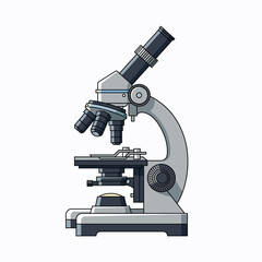 Vector Illustration of Microscope. Scientific Instrument for Magnification and Detailed Observation