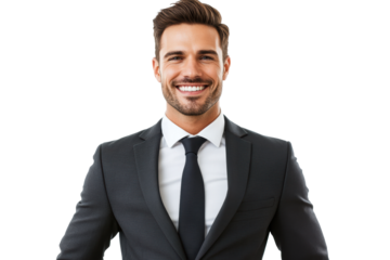 Smiling businessman in classic black suit

