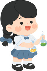 Illustration of Girl Scientist with Beakers
