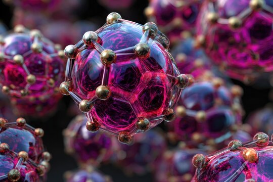 Unique vibrant molecules showcasing intricate structures in a colorful display