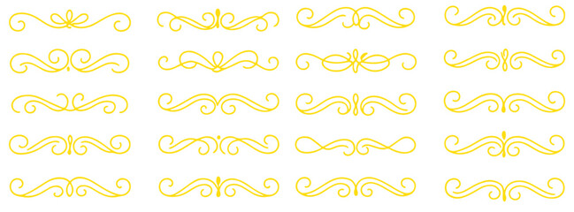 Obraz premium Line ornament flourish calligraphy swirl set. Elegant flourish divider, underline and scroll swash wedding font, label or accent. Line art swirl, chalk flourish, vintage ornament. Vector illustration