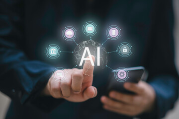 Software engineer working with database and big data analytics, cloud computing with AI and data exchange, innovation technology.Data Science and engineering, digital technology, tech background.