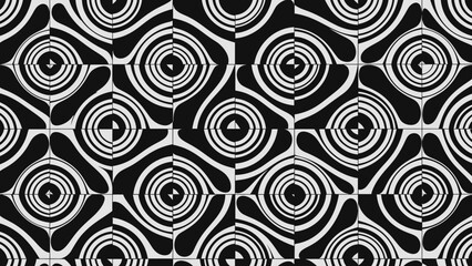 Abstract Black and White Concentric Circles Pattern.