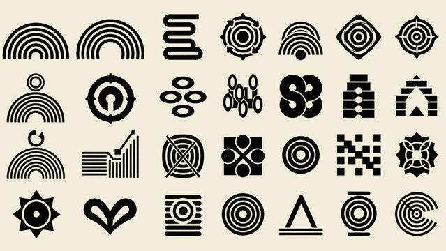 Collection of Abstract Geometric Shapes and Symbols.