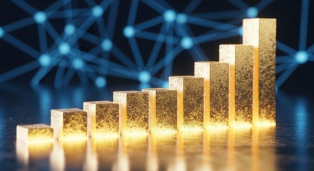 Ascending Gold Bars Representing Investment and Technology Growth