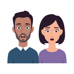 vector illustration of shocked man and woman