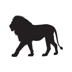  Powerful Lion Walking Silhouette with Full Mane King of the Savanna.