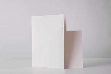 White cards mockup on a table. Corporate branding, invitations