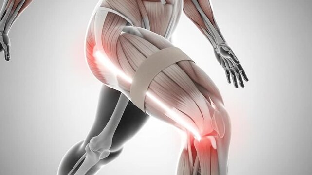 Medical 3D Animation of Leg Anatomy Showing Runner's Knee