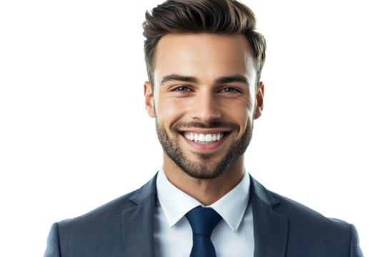Smiling corporate man in light suit
