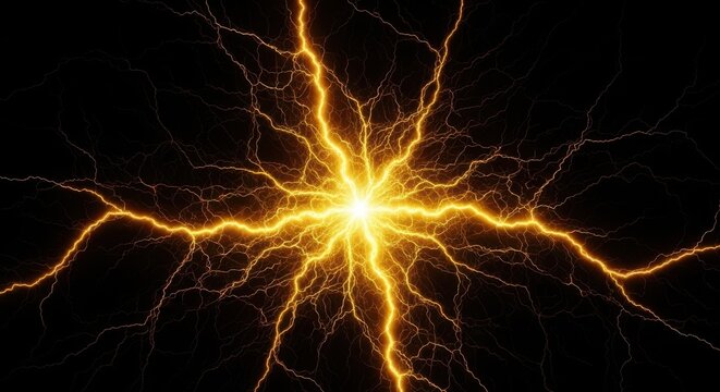 Brilliant Golden Energy Bursting in Dark Space - Powered by Adobe