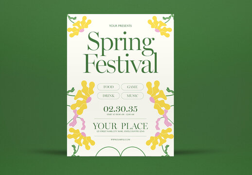White Flat Design Spring Festival Flyer Layout